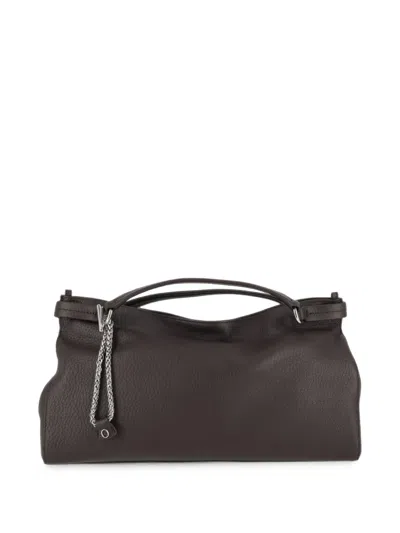 Orciani Midi Virgo Soft Grained Leather Tote Bag In Brown