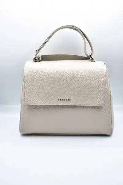 Orciani Mini Handcrafted Leather Shoulder Bag In Gray