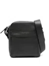 Orciani Mini Micron Leather Messenger Bag In Black