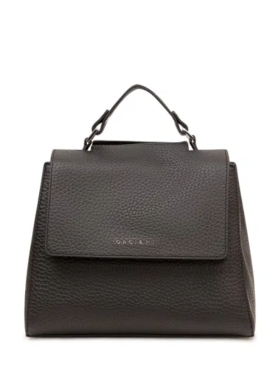 Orciani Mini Soft Shopper Bag With Artistic Design In Nero