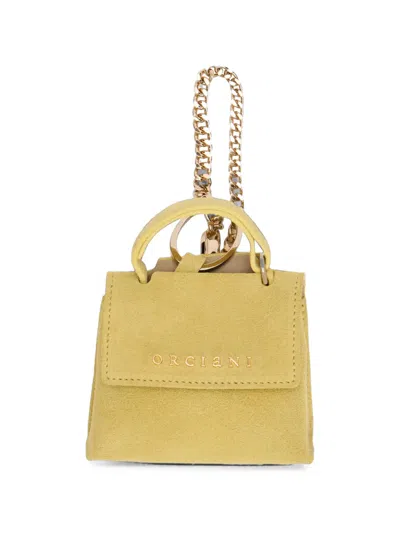Orciani Mini Sveva Calf Suede Tote Bag In Gold