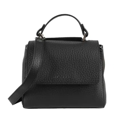 Orciani Mini Sveva Logo Lettering Tote Bag In Black