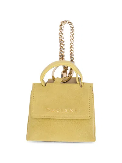 Orciani Mini Sveva Suede Bag Charm In Yellow