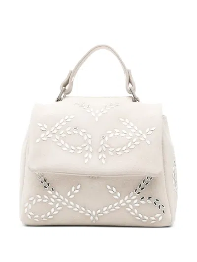 Orciani Mirror-embellished Suede Tote Bag In Neutral