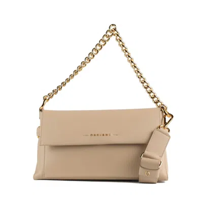 Orciani Missy Longuette Nappa Leather Shoulder Bag With Shoulder Strap Ivory In Beige