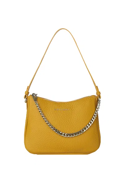 Orciani Moon Soft Grainy Leather Bag In Yellow