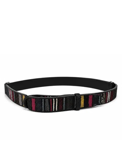 Orciani Multicolor Textured Leather Belt In Black