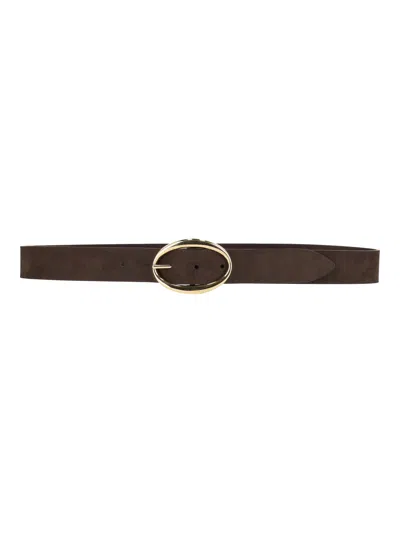 Orciani Nabucco Double 3 Cm Nubuck Leather Belt In Brown