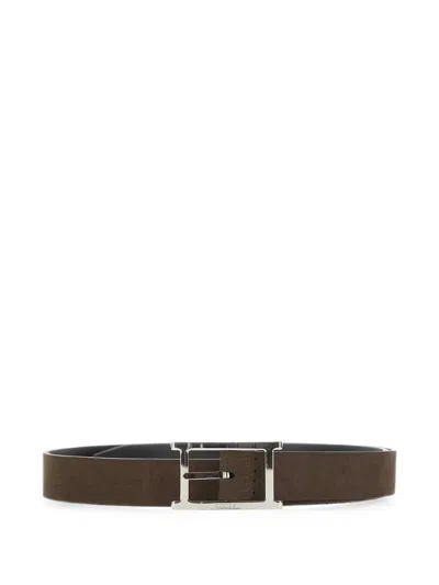 Orciani Nabucco Double Hammered-effect Belt In Brown