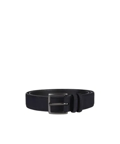 Orciani Nabucco Nubuck Leather Classic Belt In Blue