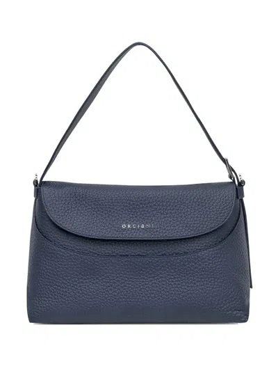Orciani Nana Pebble-leather Shoulder Bag In Blue