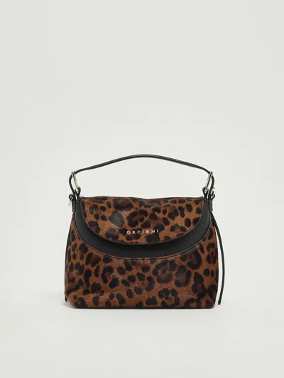 Orciani Nana S Leopard Shoulder Bag In Brown