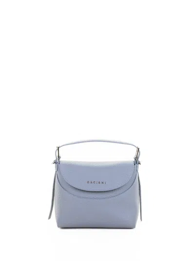 Orciani Nana S Soft Leather Handbag With Light Blue Shoulder Strap