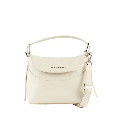 Orciani Nana Small Soft White Leather Handbag With Shoulder Strap