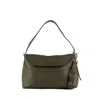 Orciani Nana Soft Bosco Grained Leather Shoulder Bag With Shoulder Strap In Green