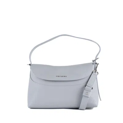 Orciani Nana Soft Dust-colored Grained Leather Shoulder Bag With Shoulder Strap