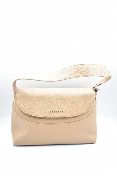 Orciani Nana Soft Midi Leather Shoulder Bag With Strap In White