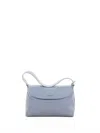 Orciani Nana Soft Shoulder Bag In Hammered Leather With Light Blue Shoulder Strap