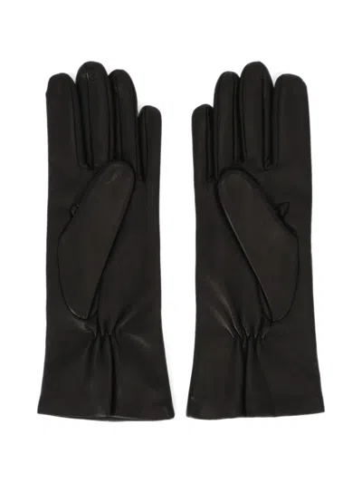 Orciani Nappa Flake Leather Gloves In Black