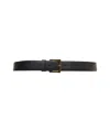Orciani Narrow Black Smooth Leather Belt With Polished Metal Buckle In Black