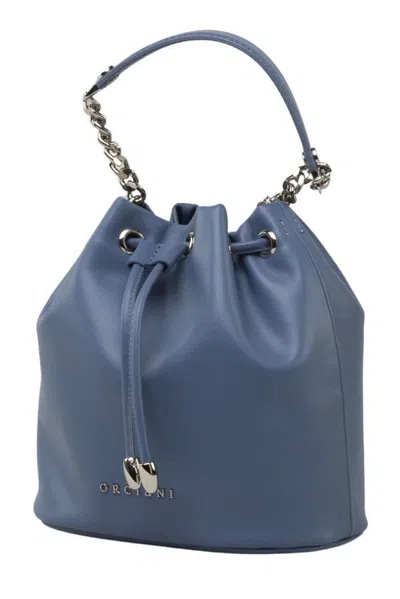 Orciani Nest Logo Lettering Mini Bucket Bag In Blue