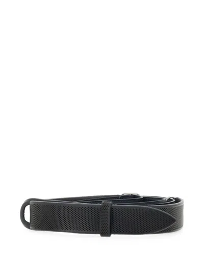 Orciani Nobuckle Bull Soft Laser-perforated Belt In Black