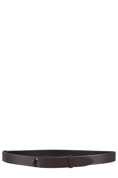 Orciani Nobuckle Leather Belt In Brown