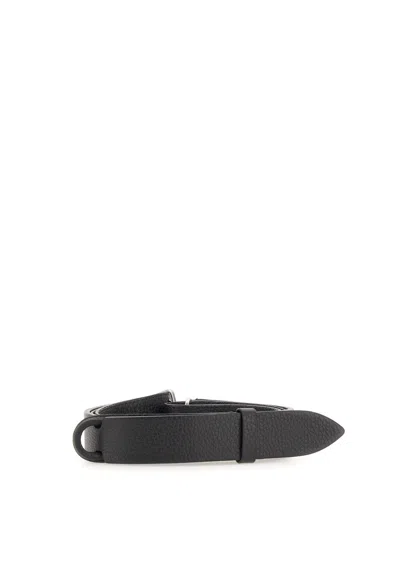 Orciani Nobukle Micron Leather Belt In Black