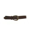 Orciani Suede Leather Belt With Decorative Round Buckle In Brown