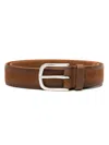 Orciani Calf Leather Classic Belt With Polished Metal Buckle In Brown