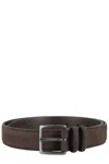 Orciani Nubuck Leather Classic Belt With Double Loop In Brown