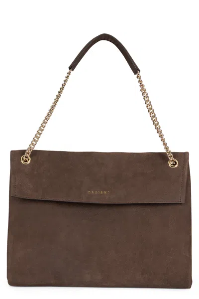 Orciani Nubuck Leather Shoulder Handbag With Chain Strap And Flap Closure In Brown