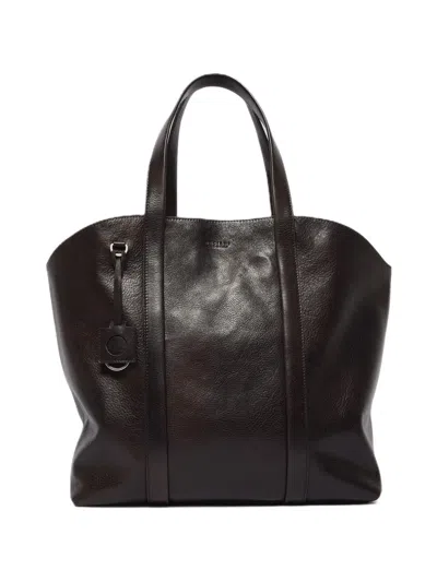 Orciani Off Duty Lagoon Leather Tote Bag In Black