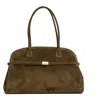 Orciani Olive Green Suede Aura Large Handbag In Green