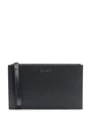 Orciani Black Hammered Leather Clutch Bag In Black