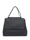 Orciani Black Leather Bag With Flap And Handle In Black