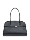 Orciani Black Leather Hand Bag With Logo Detail In Black