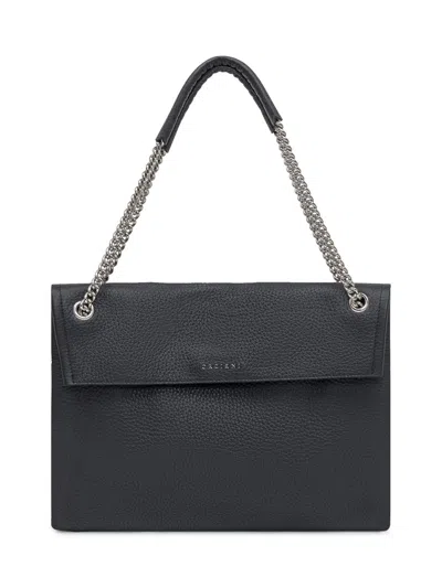 ORCIANI ORCIANI ORCIANI BLACK LEATHER SHOULDER BAG WITH CHAIN