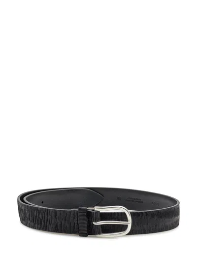 Orciani Black Textured Leather Belt