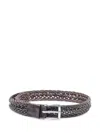 Orciani Braided Leather Belt Brown In Gray