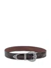 Orciani Crystal-embellished Buckle Belt In Brown