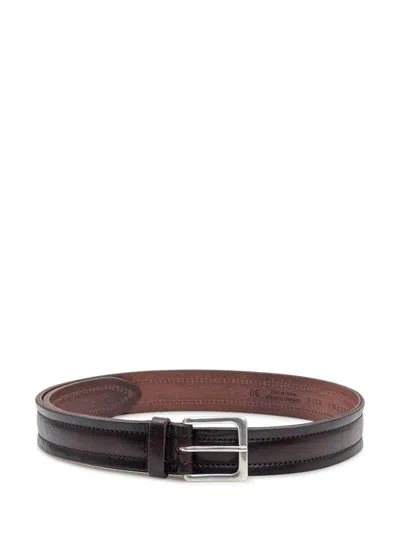 Orciani Brown Leather Belt With Raised Seams