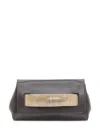 Orciani Brown Leather Clutch Bag With Golden Chain Detail In Brown