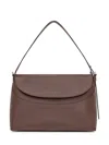 Orciani Brown Leather Shoulder Bag With Flap In Brown