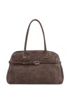 Orciani Brown Suede Leather Bag With Handles In Brown