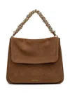 Orciani Brown Suede Shoulder Bag With Chain Handle In Brown