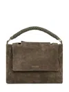 Orciani Medium Sveva Peach Braided-handle Suede Tote Bag In Green