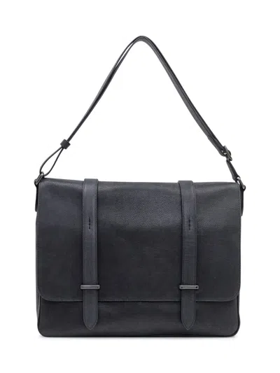 Orciani Flap Strap Messenger Jones Shoulder Bag In Black