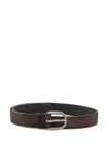 Orciani Suede Leather Belt With Brown Metal Buckle In Brown
