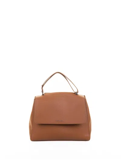 Orciani Sveva Soft Medium Leather Shoulder Bag With Strap
